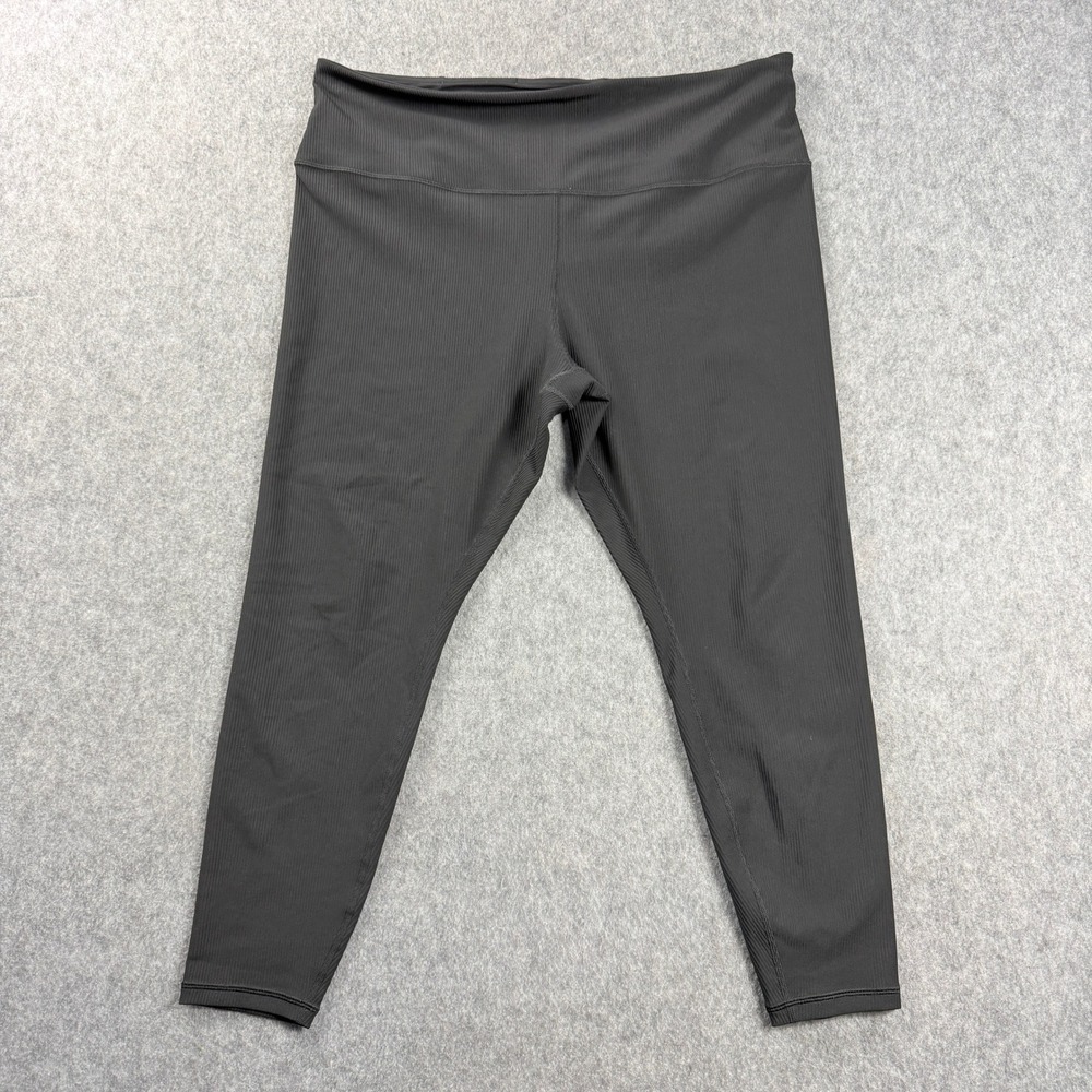 Athleta Womens Leggings Size 2XL Black Ribbed High Rise Activewear Tights